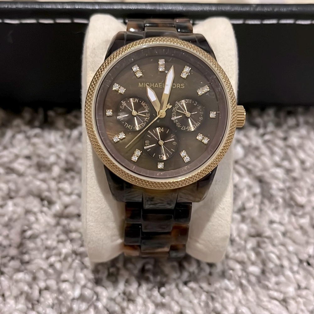 Michael Kors Tortoise Shell and Gold Watch
